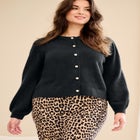 Stretch Pearl Button Front Cardigan Sweater image number 0