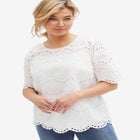 Scalloped Hem Eyelet Blouse image number null