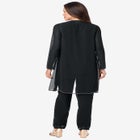 Plus-Size Long Sleeve Floral Beaded Georgette Three-Piece Pant Set image number 1