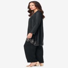 Plus-Size Long Sleeve Floral Beaded Georgette Three-Piece Pant Set image number 2
