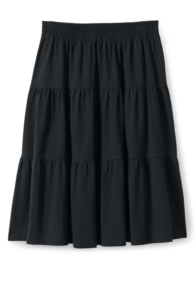 Elastic-Waist Knit Tiered Skirt image number 3