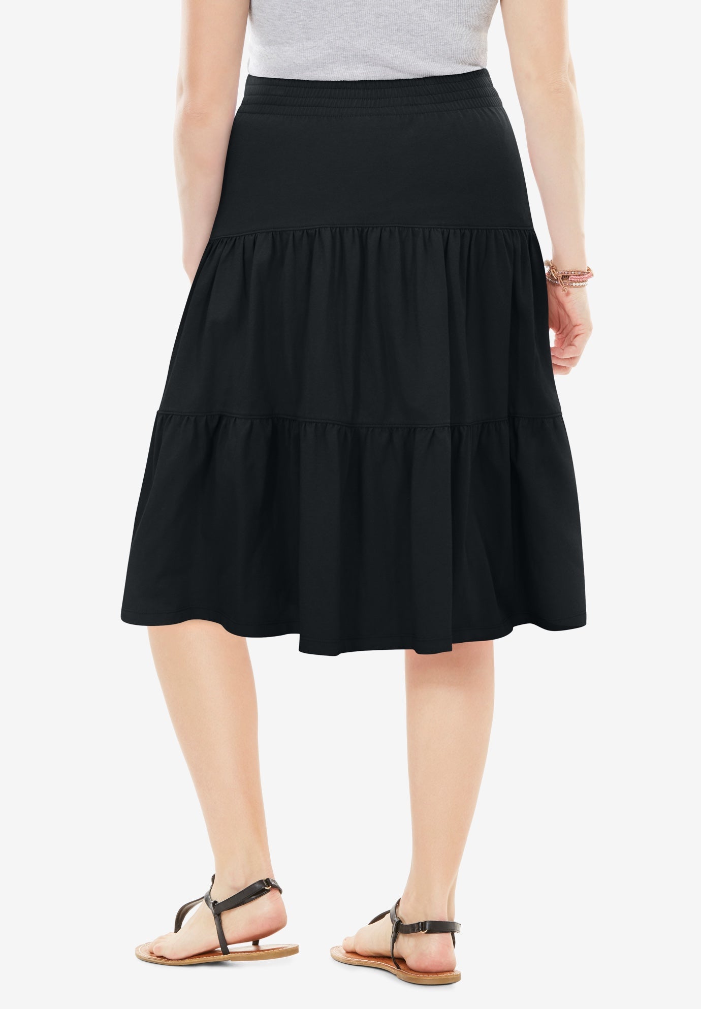 Elastic-Waist Knit Tiered Skirt image number 1