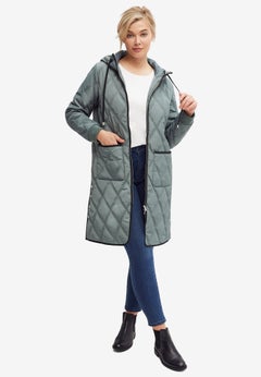 Long Quilted Hooded Jacket
