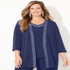 Beaded 3-Piece Cardigan Pant Suit image number 5