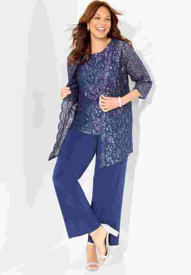 Luna Lace 3-Piece Pant Set image number 3