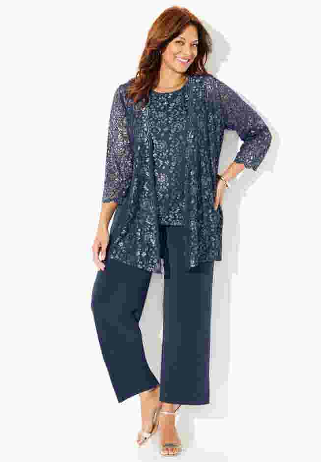 Luna Lace 3-Piece Pant Set image number 0