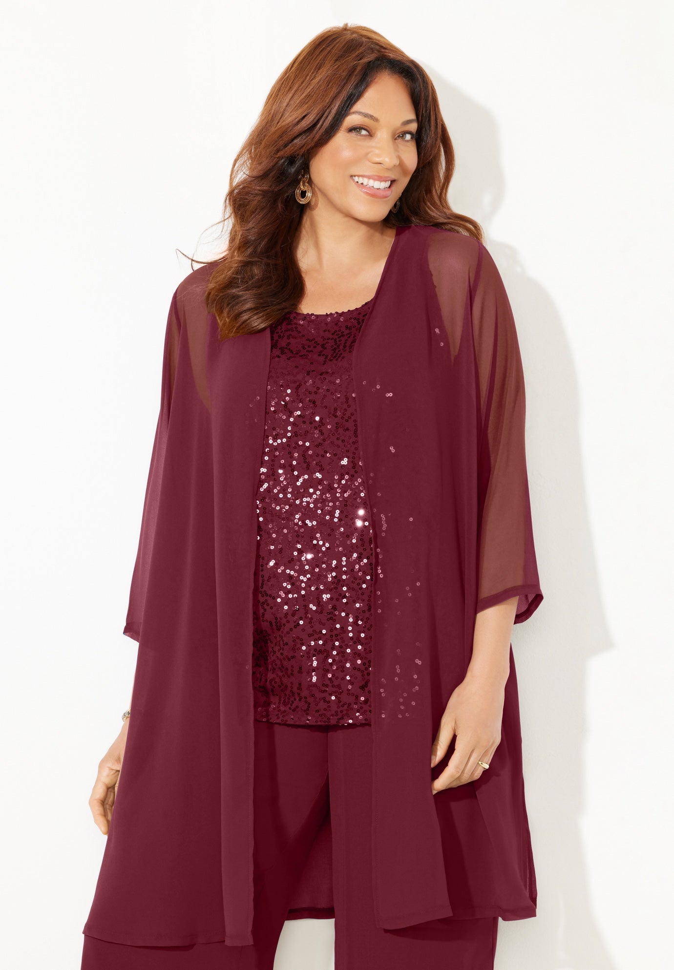 3-Piece Sequin Tank Pant Suit image number 3