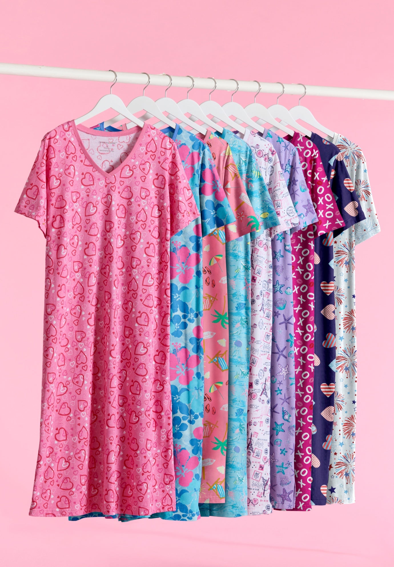 V-NECK SHORT SLEEVE KNEE-LENGTH COTTON SLEEPSHIRT image number 8