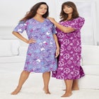V-Neck Short Sleeve Knee-Length Cotton Sleepshirt image number null