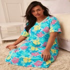 V-Neck Short Sleeve Midi Cotton Sleep Shirt image number null