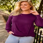 Scoop Neck Knot Hem Top image number null