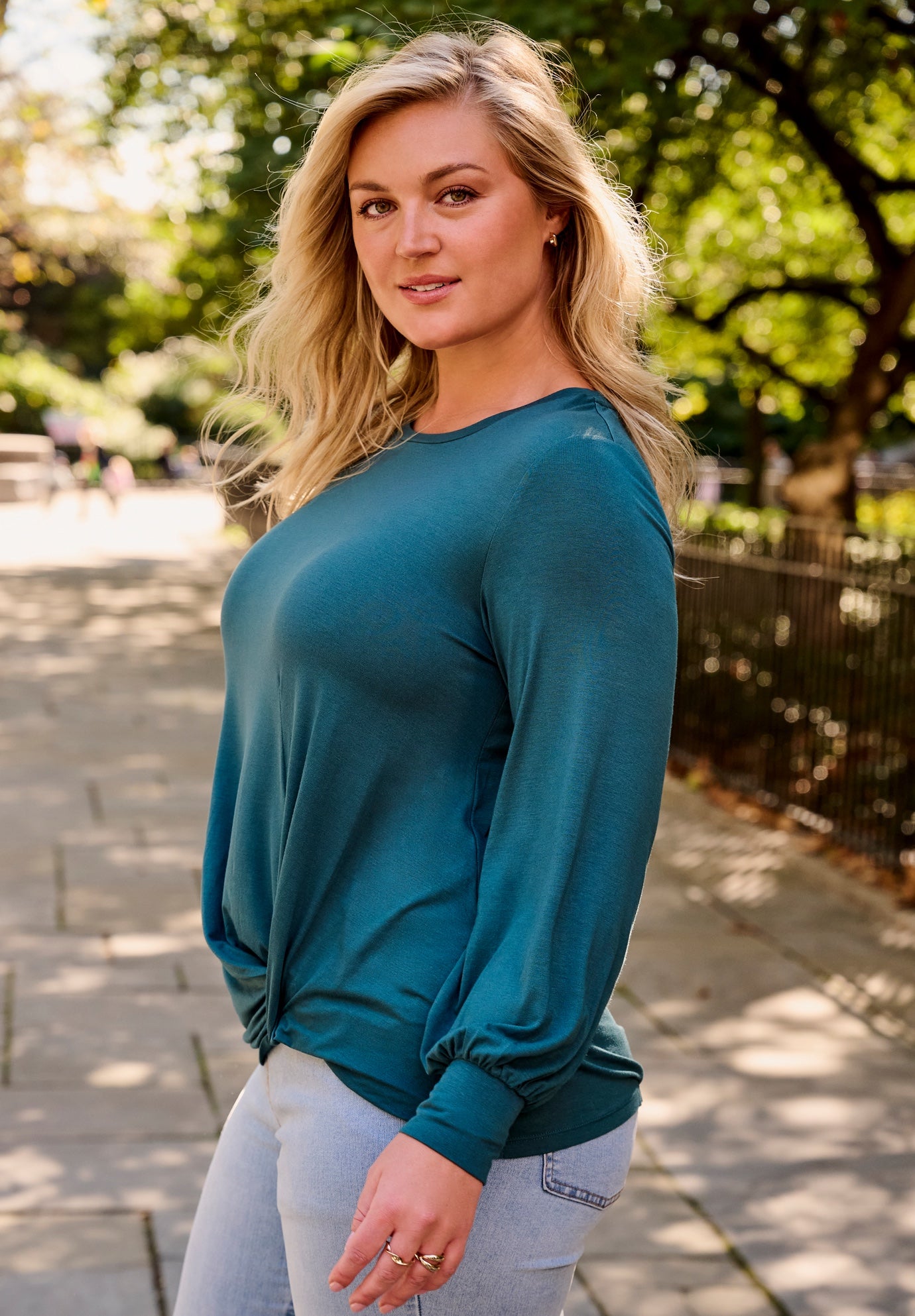 Scoop Neck Knot Hem Top image number 1