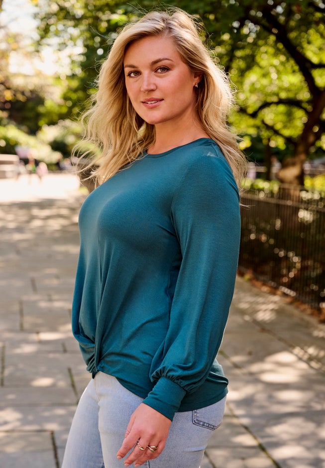 Scoop Neck Knot Hem Top image number 1