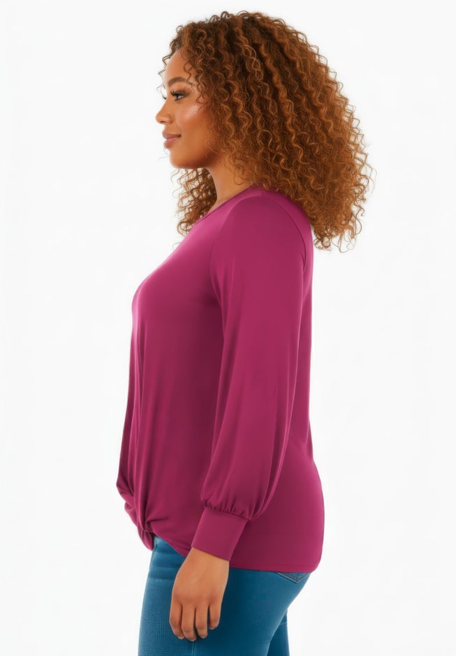 Scoop Neck Knot Hem Top image number 3