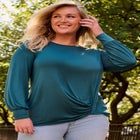 Scoop Neck Knot Hem Top image number null