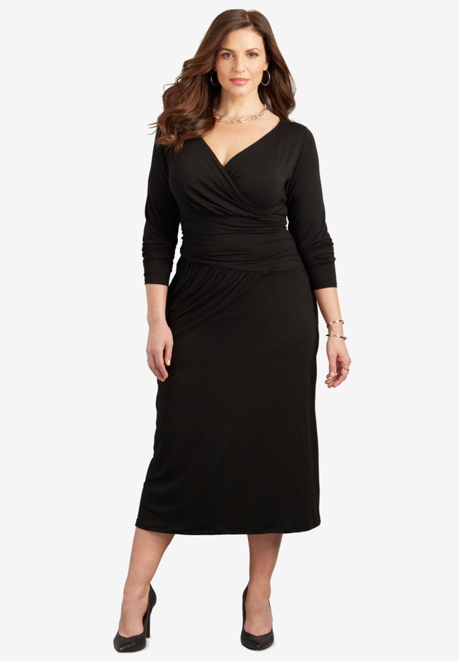 Curvy Collection Draped Midi Dress image number 0