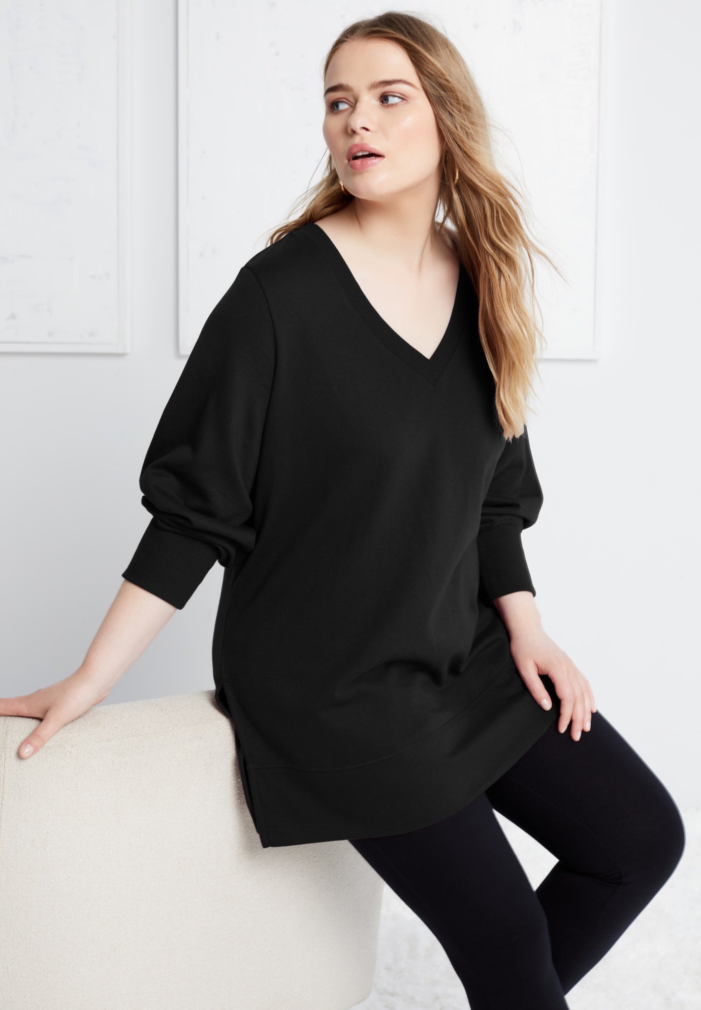 V-Neck French Terry Sweatshirt image number 0