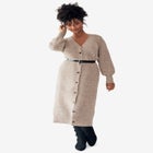 Stretch Button Front Duster Cardigan Sweater image number null