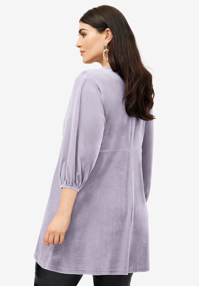 Velour V-Neck Empire Tunic image number null