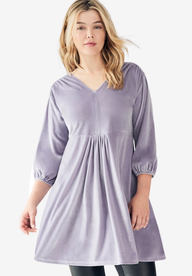 Velour V-Neck Empire Tunic image number null