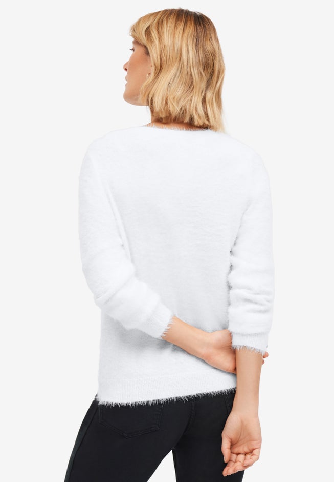 Embellished Eyelash Pullover Sweater image number 1