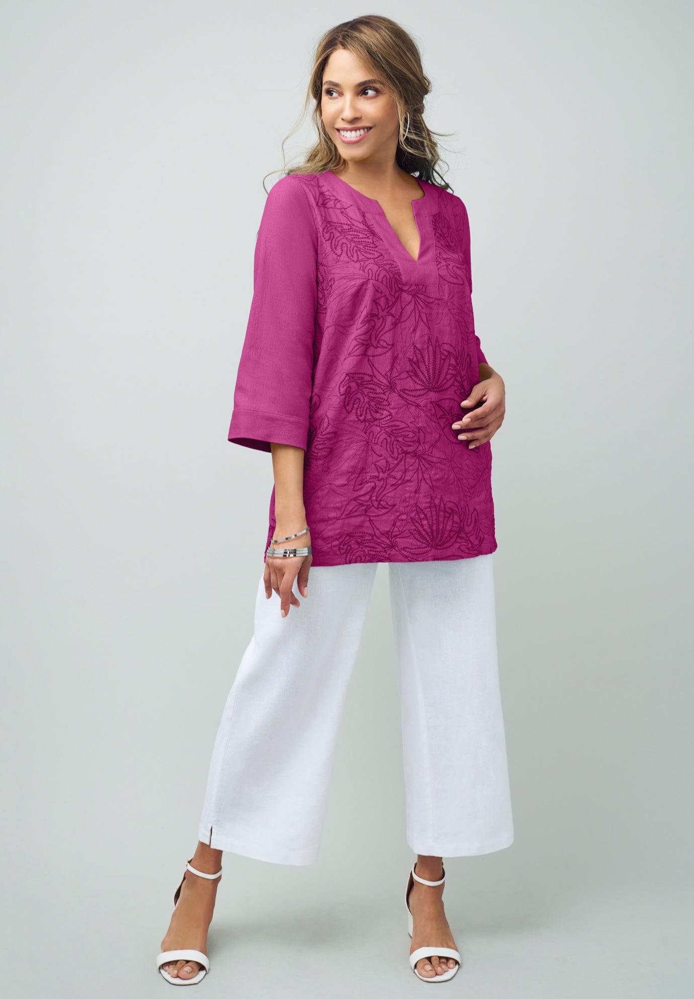 Wide Leg Linen Crop Pant image number 1