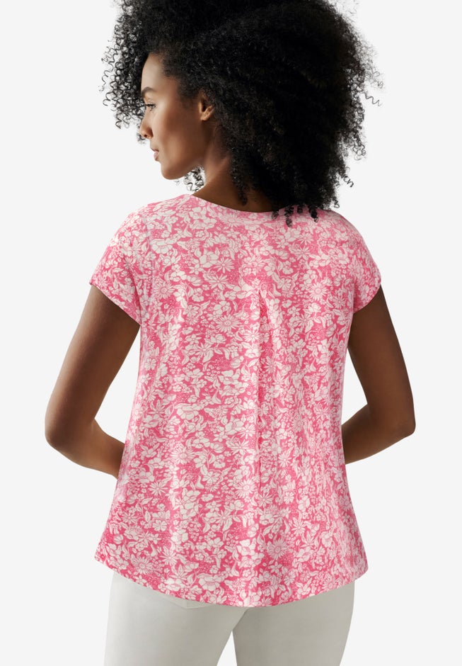 Cotton Jersey Slub Cap Sleeve Trapeze Tee image number 1