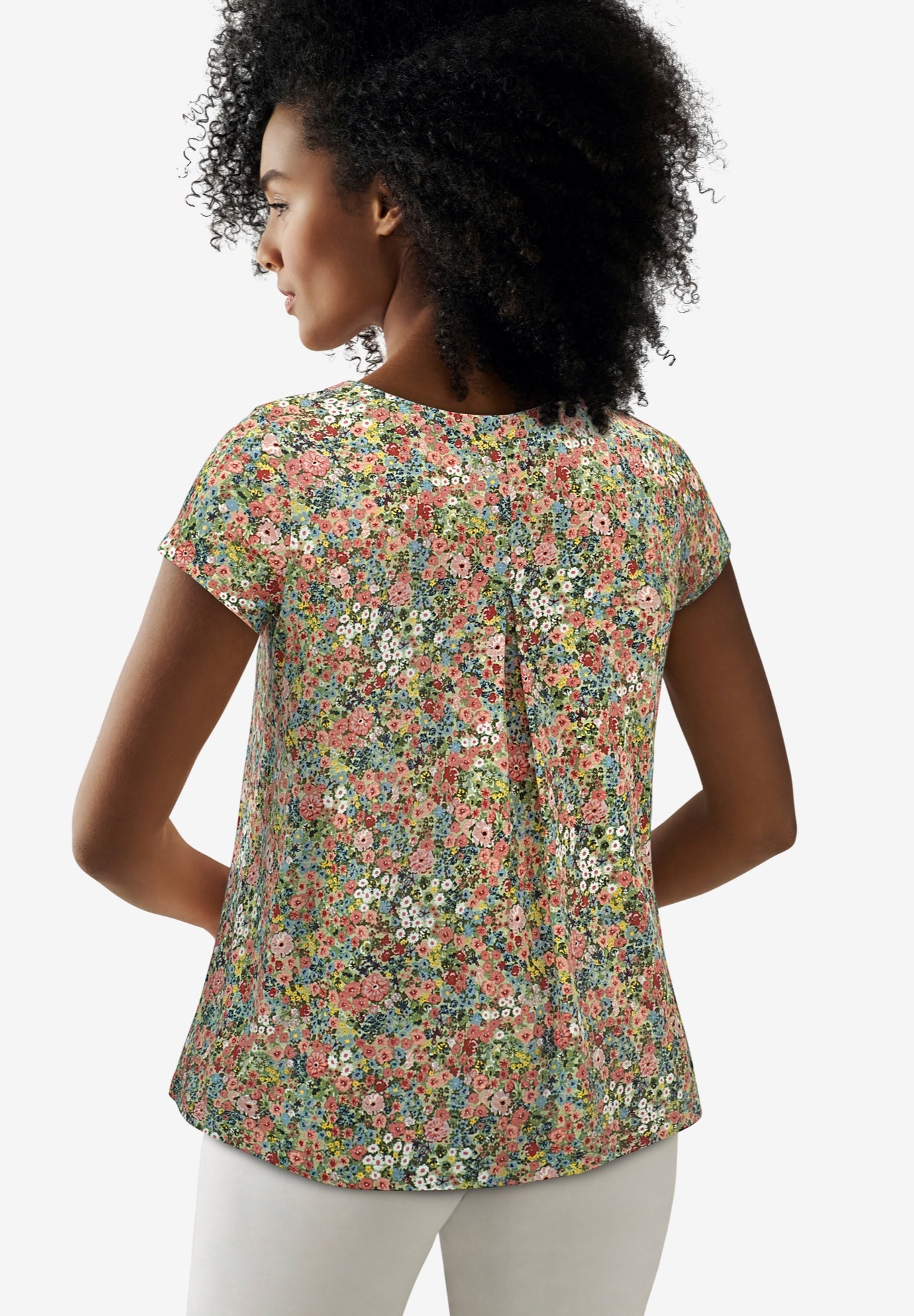 Cotton Jersey Slub Cap Sleeve Trapeze Tee image number 1