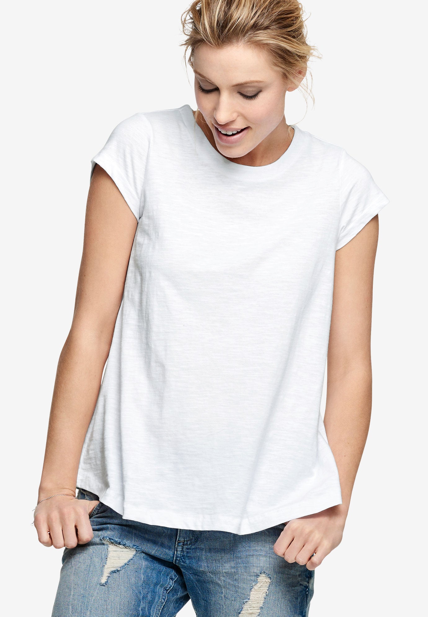 Cotton Jersey Slub Cap Sleeve Trapeze Tee image number 0
