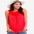 100% Cotton Crochet Scoop Neck A-Line Tank image number null