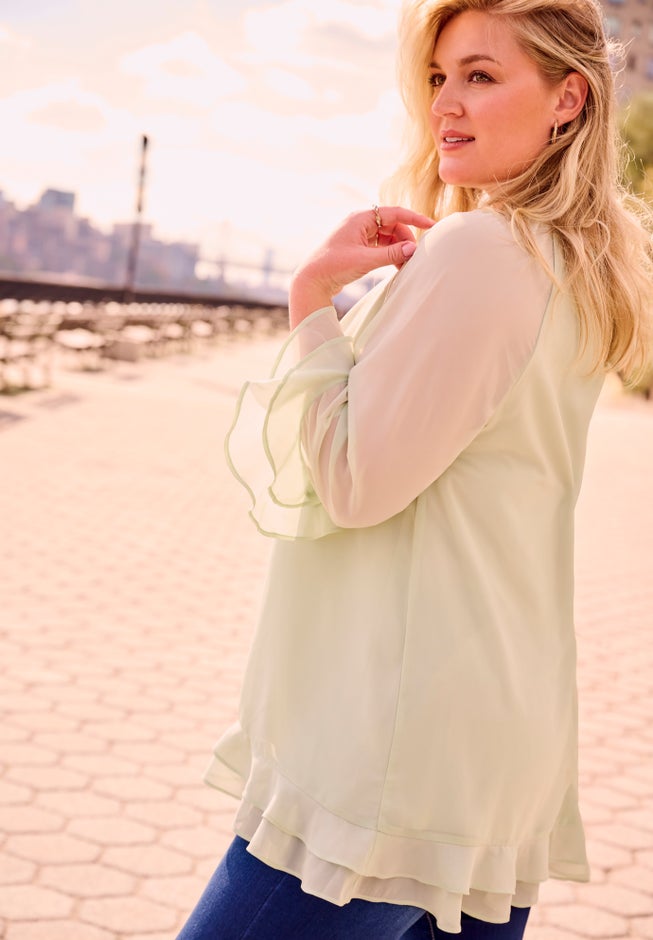 Ruffle Sleeve And Hem Blouse image number 1