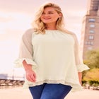 Ruffle Sleeve And Hem Blouse image number null