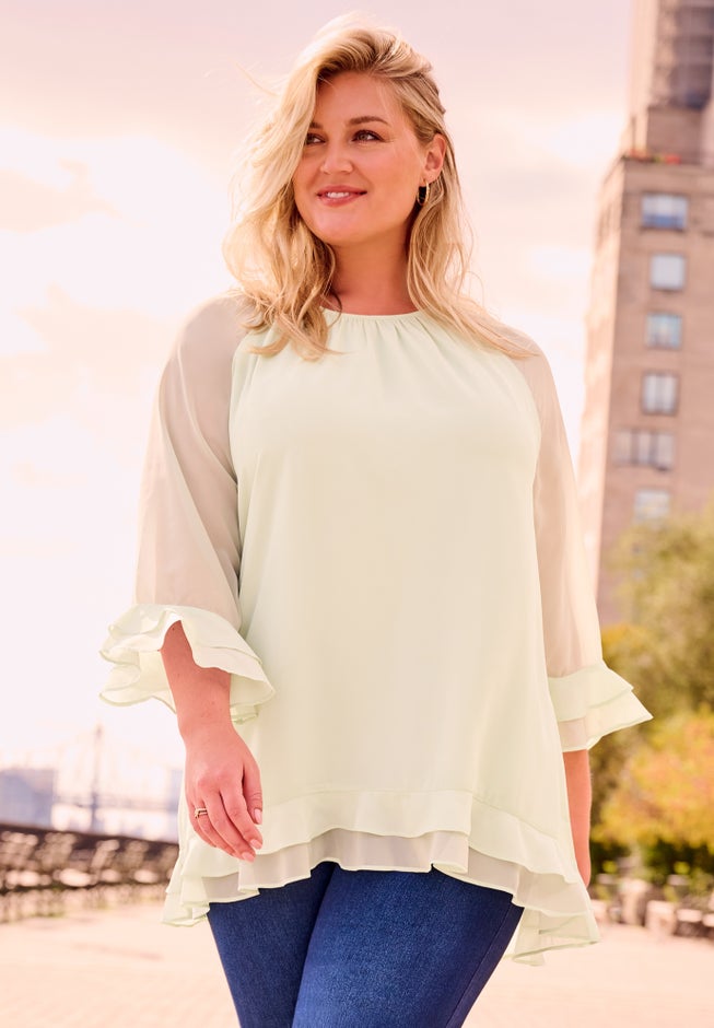 Ruffle Sleeve And Hem Blouse image number 1
