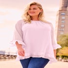 Ruffle Sleeve And Hem Blouse image number null