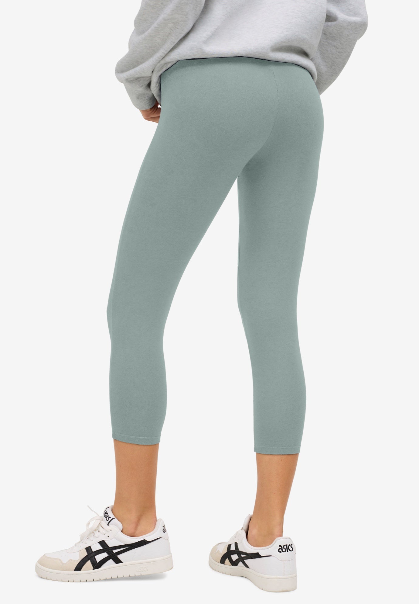 Cotton Spandex Elastic Waist Capri Leggings image number 1