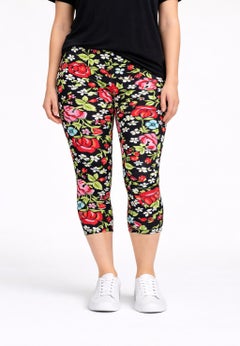 Cotton Spandex Elastic Waist Capri Leggings