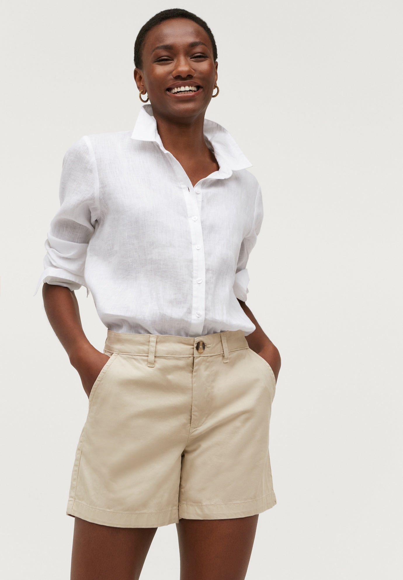 Mid-Rise Stretch Cotton 2-Pocket Chino Shorts image number 0