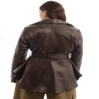 High-Low Peplum Leather Jacket image number null