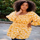 Smocking Blouson Sleeve Blouse image number 1