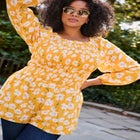 Smocking Blouson Sleeve Blouse image number null