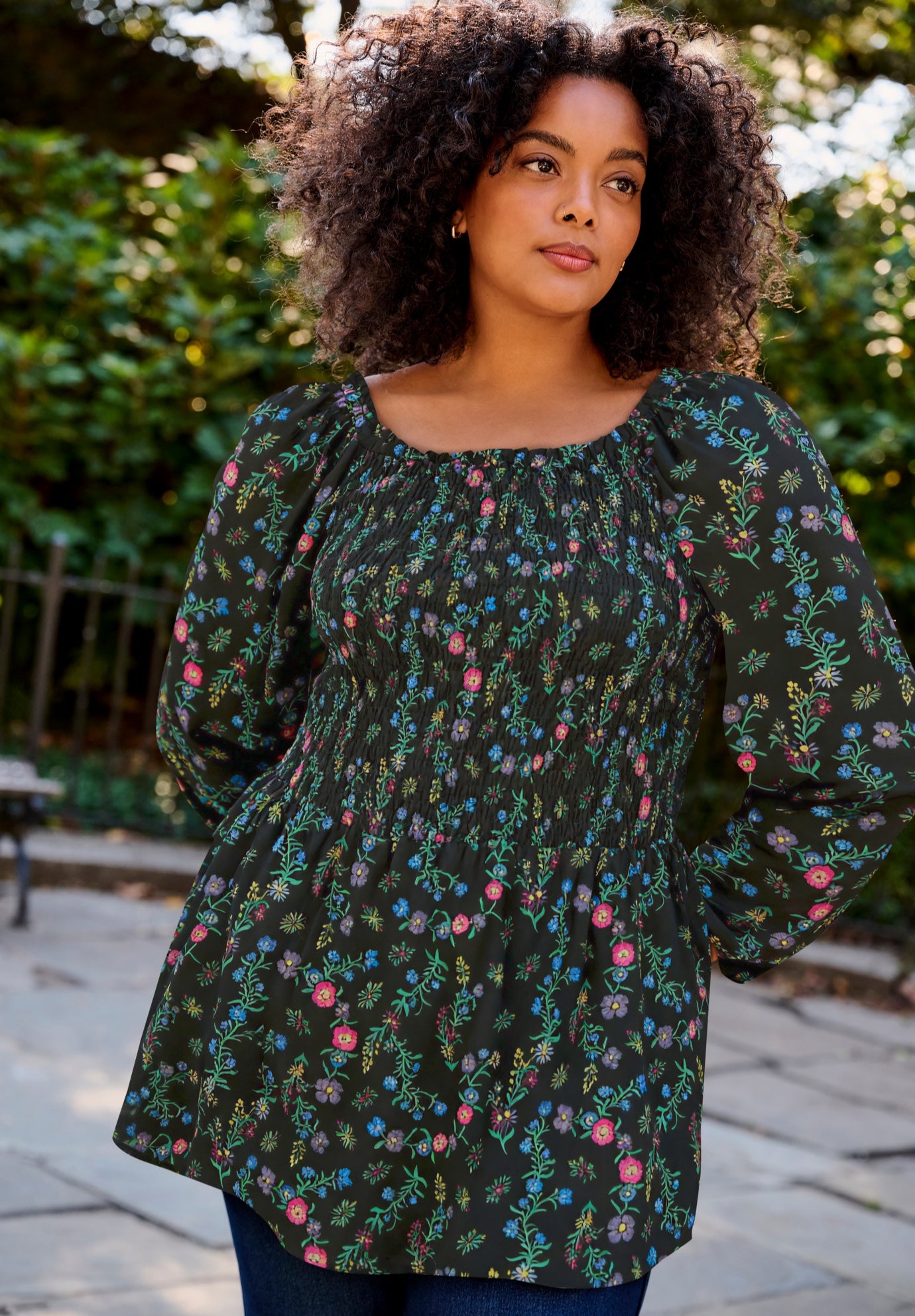 Smocking Blouson Sleeve Blouse image number 0