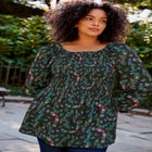 Smocking Blouson Sleeve Blouse image number null