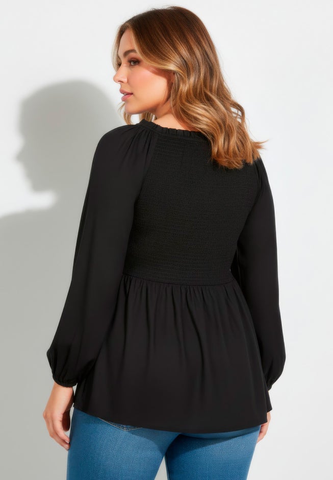 Smocking Blouson Sleeve Blouse image number 2