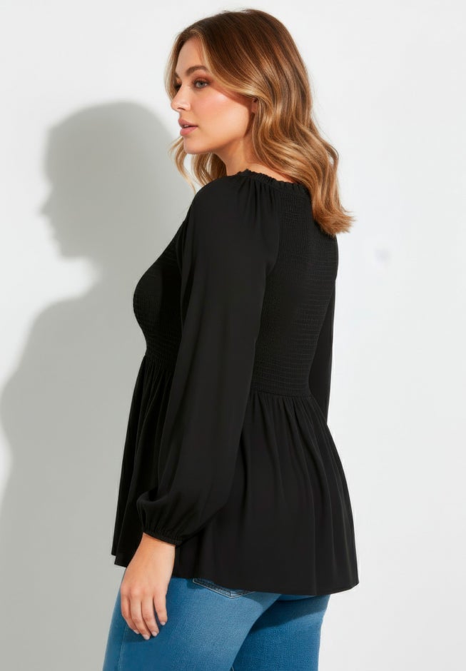 Smocking Blouson Sleeve Blouse image number 3