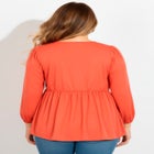 V Neck Blouson Elastic Waist Blouse image number 2