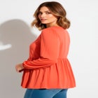 V Neck Blouson Elastic Waist Blouse image number 3