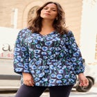 V Neck Blouson Elastic Waist Blouse image number null