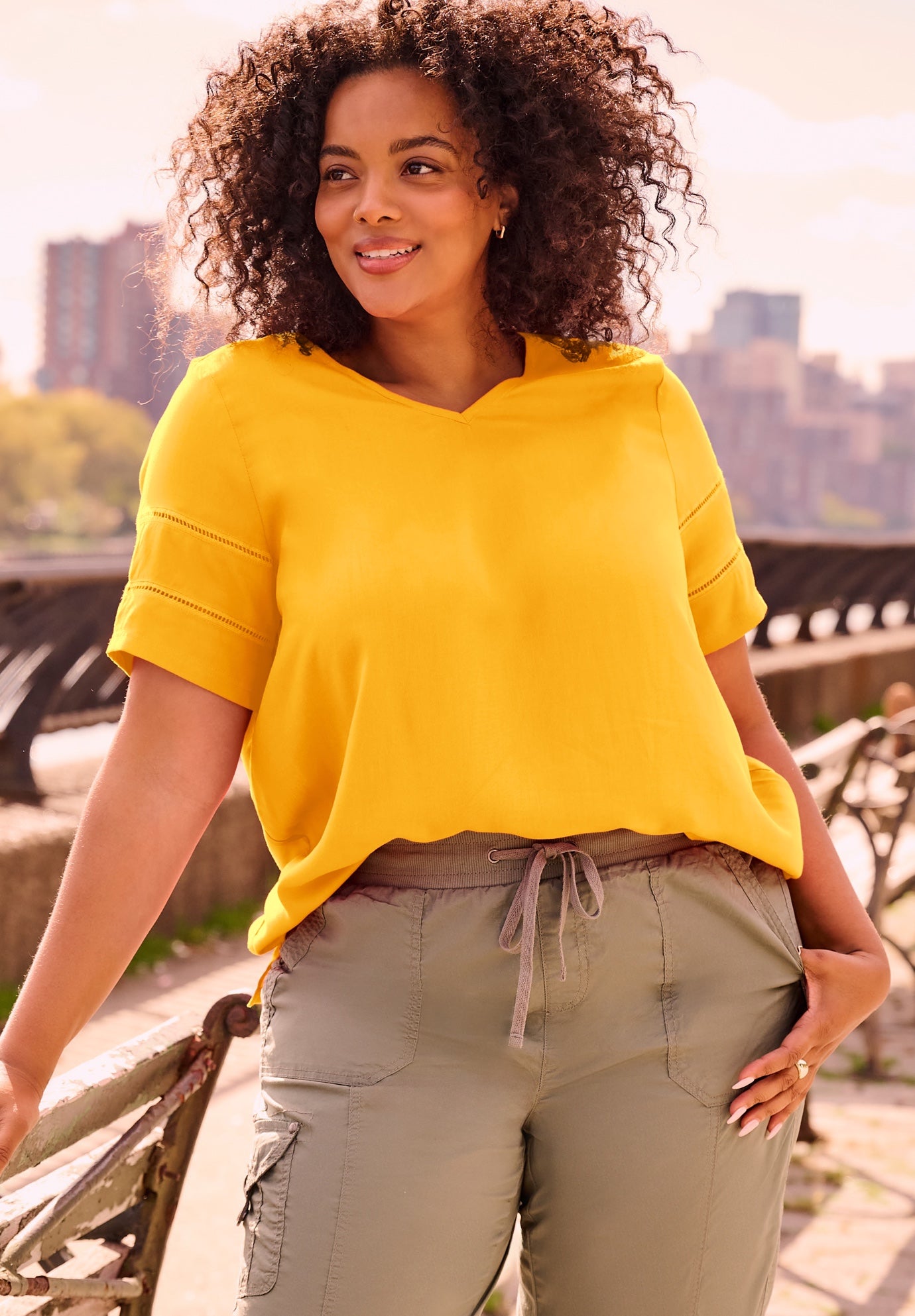 Openwork Trim Short Sleeve Top image number 0