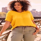 Openwork Trim Short Sleeve Top image number null
