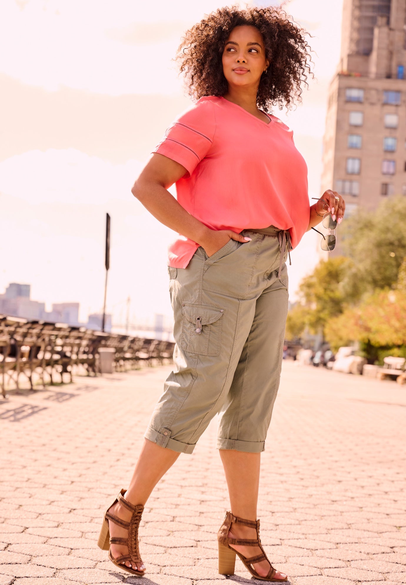 Openwork Trim Short Sleeve Top image number 1